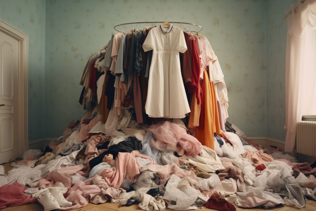 Tas de vêtements fast fashion